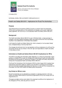 National Rural Fire Authority 9th Floor, AXA Centre, 80 The Terrace, Wellington PO Box 2133, Wellington 2 October 2014