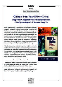 NEW from Hong Kong University Press  China’s Pan-Pearl River Delta