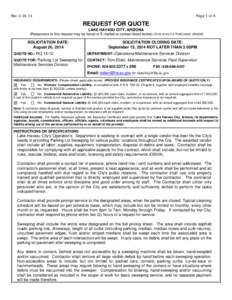 Rev[removed]Page 1 of 6 REQUEST FOR QUOTE LAKE HAVASU CITY, ARIZONA