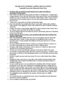 TRADE DAYS VENDOR CAMPING REGULATIONS