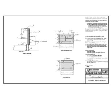 Install post adapter unit on top of box culverts or similar situations when standard post embedments are not possible. Contractor may elect to fabricate posts using a 6-foot post and adjusting in the field as follows: A.