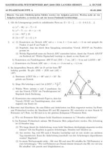 MATHEMATIK-WETTBEWERBDES LANDES HESSEN  2. RUNDE AUFGABENGRUPPE A