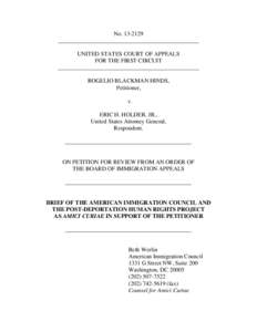 No[removed]________________________________________________ UNITED STATES COURT OF APPEALS FOR THE FIRST CIRCUIT ________________________________________________ ROGELIO BLACKMAN HINDS,