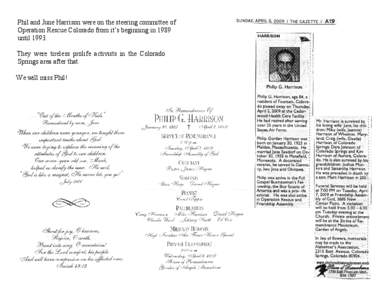 Phil and June Harrison were on the steering committee of Operation Rescue Colorado from it’s beginning in 1989 until[removed]They were tireless prolife activists in the Colorado Springs area after that. We will miss Phil