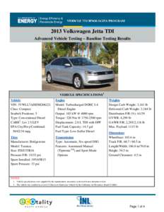 2013 Volkswagen Jetta TDI - Advanced Vehicle Testing - Baseline Testing Results