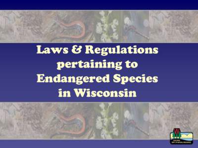 Laws & Regulations pertaining to Endangered Species in Wisconsin  Endangered Resource Issues