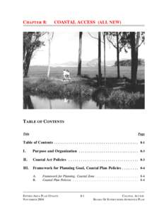 CHAPTER 8:  COASTAL ACCESS (ALL NEW) TABLE OF CONTENTS Title