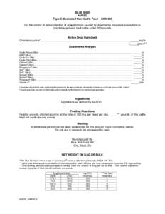 Tetracycline antibiotics / Zoology / Medicine / Fodder / Rickettsiales / Cattle feeding / Association of American Feed Control Officials / Anaplasma / Chlortetracycline / Food and drink / Cattle / Meat