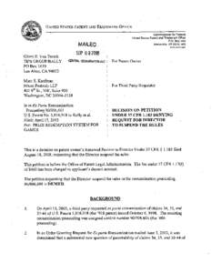 UNITEDSTATES PATENT AND TRADEMARK OFFICE MAILED.- .. Glenn E. Von Tersch