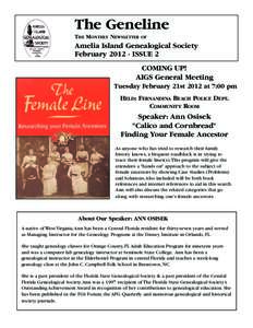 The Geneline THE MONTHLY NEWSLETTER OF  Amelia Island Genealogical Society