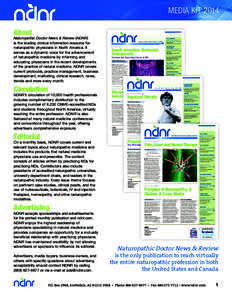 MEDIA KIT[removed]NATUROPATHIC DOCTOR NEWS & REVIEW