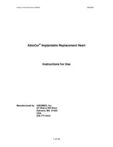 AbioCor HDE Submission H040006  ABIOMED AbioCor® Implantable Replacement Heart