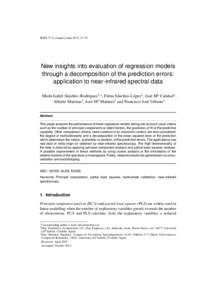 Idescat. SORT. New insights into evaluation of regression models through a decomposition of the prediction errors: application to near-infrared spectral data. Volume 37 (1)