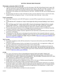 SETTING THE RECORD STRAIGHT What judges and justices think of AB 1208  75 percent of trial court presiding judges across the state oppose AB 1208; Judicial Branch leaders oppose AB 1208; the Chief Justice opposes AB 1