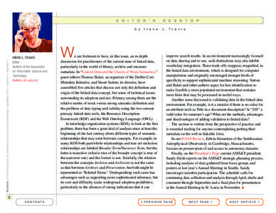 E D I T O R ’ S  Bulletin of the Association for Information Science and Technology – April/May 2015 – Volume 41, Number 4 b y