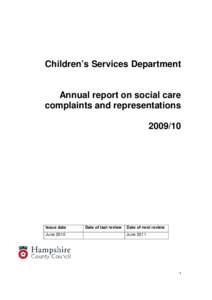 Children’s Services Department  Annual report on social care complaints and representations[removed]