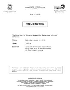 STATE OF MICHIGAN DEPARTMENT OF EDUCATION LANSING MICHAEL P. FLANAGAN SUPERINTENDENT OF PUBLIC INSTRUCTION