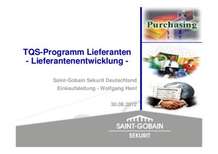 Lieferantenentwicklung Strategische Lieferanten - Vortrag EK SG Sekurit - TQS-Tag