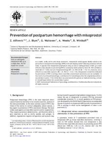 Abortifacients / Gastroenterology / Gynaecology / Ketones / Misoprostol / Prostaglandins / Postpartum hemorrhage / Oxytocin/ergometrine / Adverse effect / Medicine / Obstetrics / Chemistry