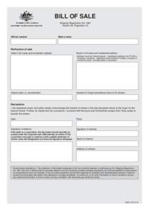 BILL OF SALE Shipping Registration Act 1981 Section 36, Regulation 23 Official number