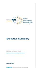 20-Year State Highway Investment Plan Executive Summary