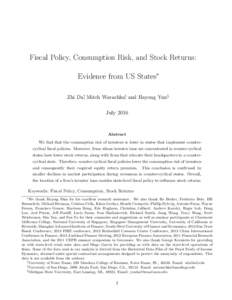 Fiscal Policy, Consumption Risk, and Stock Returns: Evidence from US States∗ Zhi Da†, Mitch Warachka‡, and Hayong Yun§ JulyAbstract