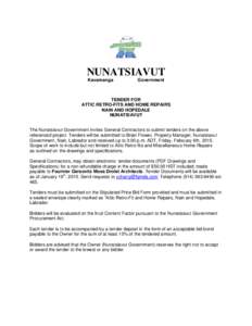 NUNATSIAVUT Kavamanga Government  TENDER FOR