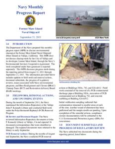 Navy Monthly Progress Report Former Mare Island Naval Shipyard September 21, 2011