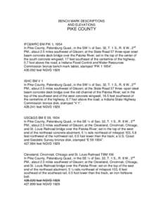 BENCH MARK DESCRIPTIONS AND ELEVATIONS PIKE COUNTY  IFC&WRC BM PIK 1, 1954