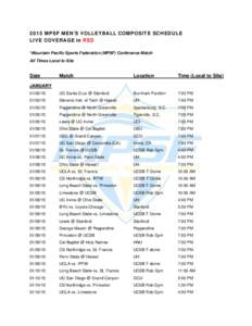 2015 MPSF MEN’S VOLLEYBALL COMPOSITE SCHEDULE LIVE COVERAGE in RED *Mountain Pacific Sports Federation (MPSF) Conference Match All Times Local to Site  Date