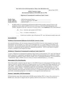 Region 3 RCRA Corrective Action Envionmental Indicator for Dupont Experimental Station GW_DED003930807