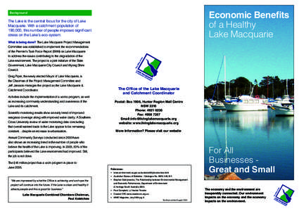 Economic Benefits of a Healthy Lake Macquarie Background