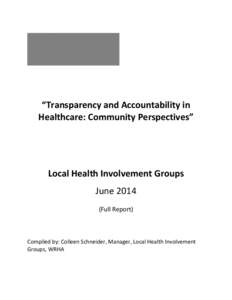 “Transparency and Accountability in Healthcare: Community Perspectives” Local Health Involvement Groups June[removed]Full Report)