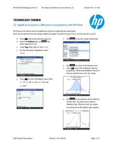 HP Prime Technology Corner 22  The Practice of Statistics for the AP Exam, 5e Section 10-1, P. 624