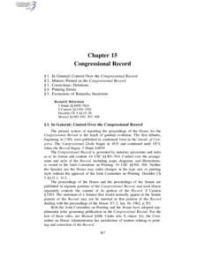 Chapter 15 Congressional Record § 1. § 2. § 3. § 4.