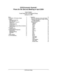 G20 Economic Summit: Plans for the Second Meeting in April 2009 Jenilee Guebert Senior Researcher, G20 Research Group January 26, 2009 Preface