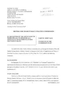 RECER’  DAPHNE HUANG DEPUTY ATTORNEY GENERAL IDAHO PUBLIC UTILITIES COMMISSION P0 BOX $3720