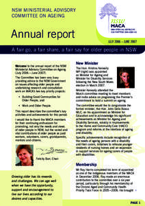 NSW Ministerial Advisory committee on ageing Annual report  July 2006 – June 2007