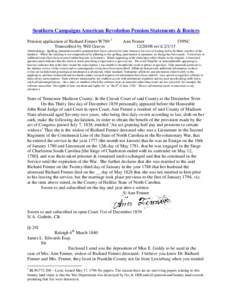 Southern Campaigns American Revolution Pension Statements & Rosters Pension application of Richard Fenner W789 Transcribed by Will Graves 1