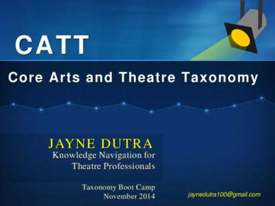 CATT Core Arts and Theatre Taxonomy JAYNE DUTRA Knowledge Navigation for Theatre Professionals