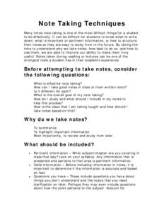 Microsoft Word - Note Taking Techniques.doc