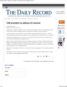 CGR president to address NJ seminar | The Daily Record | nydailyrecord.com