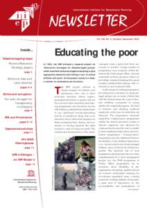 International Institute for Educational Planning  Vol. XXI, No. 4, October-December 2003 Educating the poor