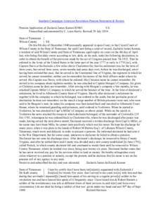 Southern Campaigns American Revolution Pension Statements & Rosters Pension Application of Zacharia James Keaton R5803 VA Transcribed and annotated by C. Leon Harris. Revised 29 July[removed]State of Tennessee } Wilson Cou