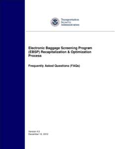 Recapitalization & Optimization Process FAQs