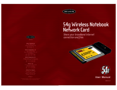 54g Wireless Notebook Network Card Share your broadband Internet connection and files belkin.com