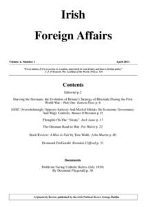 Irish Foreign Affairs Volume 4, Number 1 April 2011