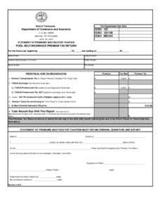 State of Tennessee  For Department Use Only Department of Commerce and Insurance