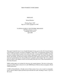 NBER WORKING PAPER SERIES  IDEOLOGY Roland Bénabou Working Paper[removed]http://www.nber.org/papers/w13907