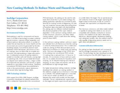 New Coating Methods To Reduce Waste and Hazards in Plating